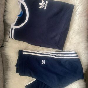 Adidas Dark Blue outfit with White Stripes
